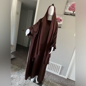 Long scarf with beautiful batwing sleeve dress, niqab jilbab hijab abaya khimar